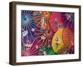 Colorful Silk Umbrellas, China-Keren Su-Framed Premium Photographic Print