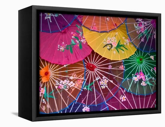 Colorful Silk Umbrellas, China-Keren Su-Framed Stretched Canvas