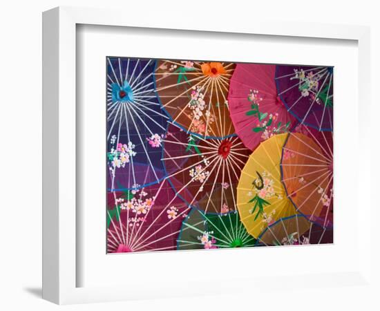 Colorful Silk Umbrellas, China-Keren Su-Framed Photographic Print