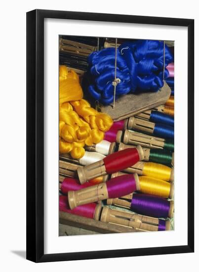 Colorful Silk Yarns, Amarapura, Myanmar-null-Framed Giclee Print