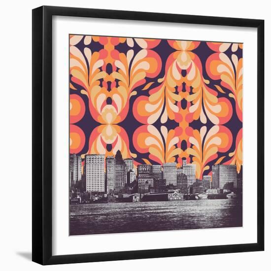 Colorful Skies above New York-Florent Bodart-Framed Giclee Print