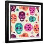 Colorful Skull Cute Pattern, Mexican Day of the Dead-Marish-Framed Art Print