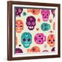 Colorful Skull Cute Pattern, Mexican Day of the Dead-Marish-Framed Art Print