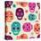 Colorful Skull Cute Pattern, Mexican Day of the Dead-Marish-Stretched Canvas