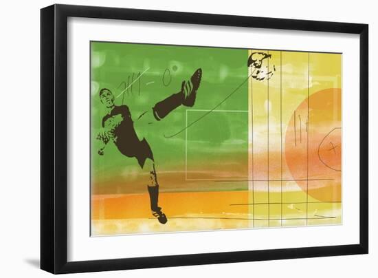 Colorful soccer action-null-Framed Giclee Print