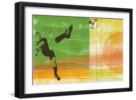 Colorful soccer action-null-Framed Giclee Print