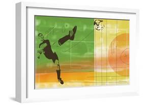 Colorful soccer action-null-Framed Giclee Print