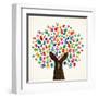 Colorful Solidarity Design Tree-cienpies-Framed Art Print