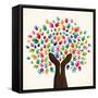 Colorful Solidarity Design Tree-cienpies-Framed Stretched Canvas