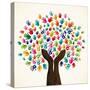 Colorful Solidarity Design Tree-cienpies-Stretched Canvas