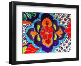 Colorful Souvenir Ceramic Red Blue Flowers Pot Decoration Dolores Hidalgo Mexico-William Perry-Framed Photographic Print