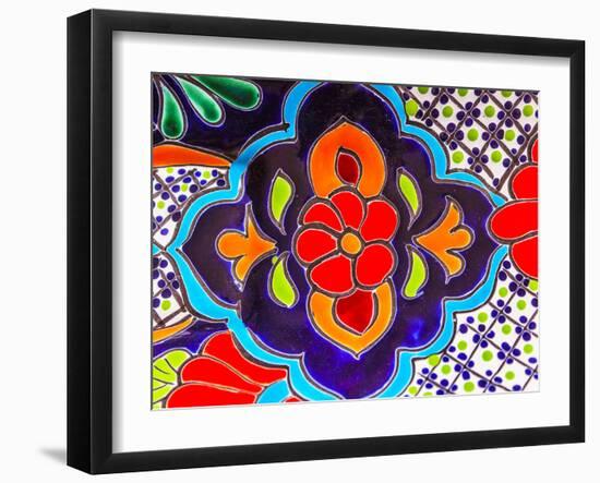 Colorful Souvenir Ceramic Red Blue Flowers Pot Decoration Dolores Hidalgo Mexico-William Perry-Framed Premium Photographic Print