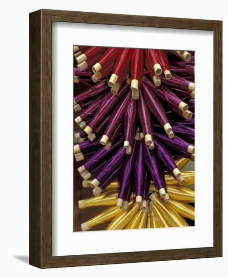 Colorful Spools of Thread Hang in the Market, Fes, Morocco-Merrill Images-Framed Photographic Print