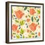 Colorful Spring Tulips Seamless Pattern Background-Oksancia-Framed Art Print