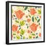 Colorful Spring Tulips Seamless Pattern Background-Oksancia-Framed Art Print