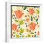 Colorful Spring Tulips Seamless Pattern Background-Oksancia-Framed Art Print