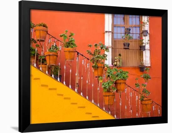 Colorful Stairs and House with Potted Plants, Guanajuato, Mexico-Julie Eggers-Framed Photographic Print