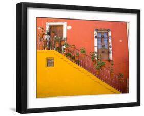 Colorful Stairs and House with Potted Plants, Guanajuato, Mexico-Julie Eggers-Framed Photographic Print