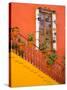 Colorful Stairs and House with Potted Plants, Guanajuato, Mexico-Julie Eggers-Stretched Canvas