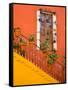 Colorful Stairs and House with Potted Plants, Guanajuato, Mexico-Julie Eggers-Framed Stretched Canvas