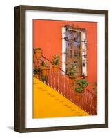 Colorful Stairs and House with Potted Plants, Guanajuato, Mexico-Julie Eggers-Framed Photographic Print