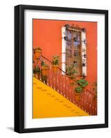 Colorful Stairs and House with Potted Plants, Guanajuato, Mexico-Julie Eggers-Framed Photographic Print