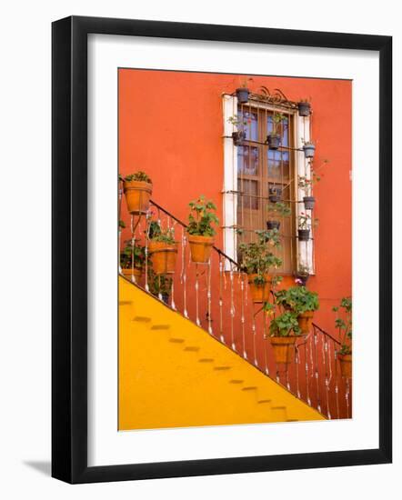 Colorful Stairs and House with Potted Plants, Guanajuato, Mexico-Julie Eggers-Framed Photographic Print