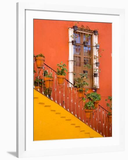 Colorful Stairs and House with Potted Plants, Guanajuato, Mexico-Julie Eggers-Framed Photographic Print