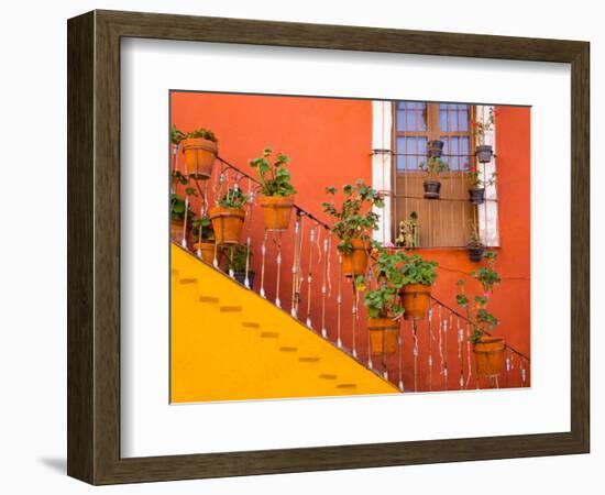 Colorful Stairs and House with Potted Plants, Guanajuato, Mexico-Julie Eggers-Framed Photographic Print