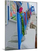 Colorful Stairs and Railing in Mykonos-Markus Bleichner-Mounted Art Print