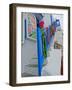 Colorful Stairs and Railing in Mykonos-Markus Bleichner-Framed Art Print