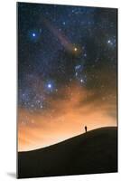 Colorful stars sky in White Sands Monument over Sand Dunes with silhouette and horizon air glow-David Chang-Mounted Photographic Print