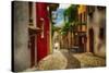 Colorful Street in Malcesine, Lombardy, Italy-George Oze-Stretched Canvas