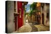 Colorful Street in Malcesine, Lombardy, Italy-George Oze-Stretched Canvas