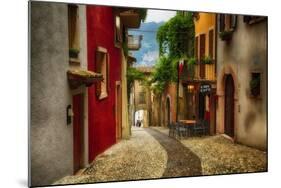 Colorful Street in Malcesine, Lombardy, Italy-George Oze-Mounted Photographic Print