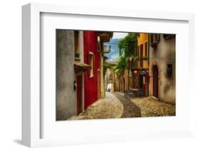 Colorful Street in Malcesine, Lombardy, Italy-George Oze-Framed Photographic Print