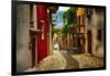 Colorful Street in Malcesine, Lombardy, Italy-George Oze-Framed Photographic Print