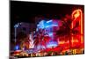 Colorful Street Life at Night - Ocean Drive - Miami-Philippe Hugonnard-Mounted Photographic Print