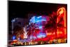Colorful Street Life at Night - Ocean Drive - Miami-Philippe Hugonnard-Mounted Photographic Print