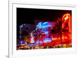 Colorful Street Life at Night - Ocean Drive - Miami-Philippe Hugonnard-Framed Photographic Print