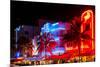 Colorful Street Life at Night - Ocean Drive - Miami-Philippe Hugonnard-Mounted Photographic Print