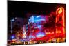 Colorful Street Life at Night - Ocean Drive - Miami-Philippe Hugonnard-Mounted Photographic Print