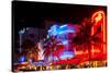 Colorful Street Life at Night - Ocean Drive - Miami-Philippe Hugonnard-Stretched Canvas