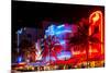 Colorful Street Life at Night - Ocean Drive - Miami-Philippe Hugonnard-Mounted Premium Photographic Print