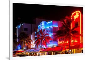 Colorful Street Life at Night - Ocean Drive - Miami-Philippe Hugonnard-Framed Photographic Print