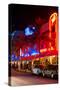 Colorful Street Life at Night - Ocean Drive - Miami-Philippe Hugonnard-Stretched Canvas