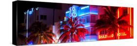 Colorful Street Life at Night - Ocean Drive - Miami-Philippe Hugonnard-Stretched Canvas