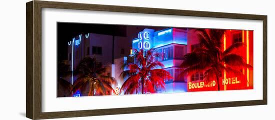 Colorful Street Life at Night - Ocean Drive - Miami-Philippe Hugonnard-Framed Photographic Print