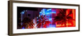 Colorful Street Life at Night - Ocean Drive - Miami-Philippe Hugonnard-Framed Photographic Print