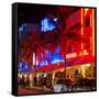 Colorful Street Life at Night - Ocean Drive - Miami-Philippe Hugonnard-Framed Stretched Canvas